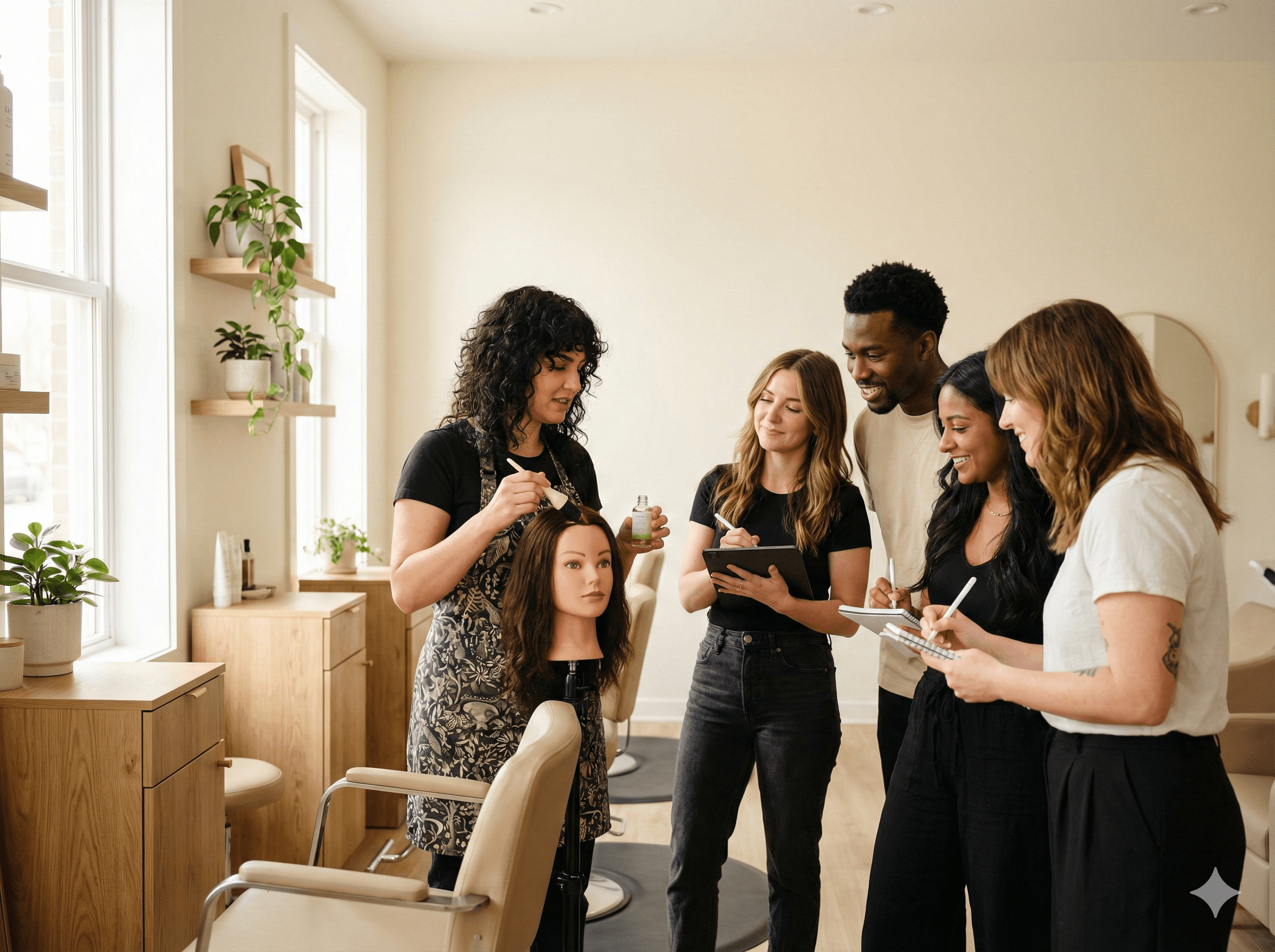 Salon team training with Lorraine Hawkins.